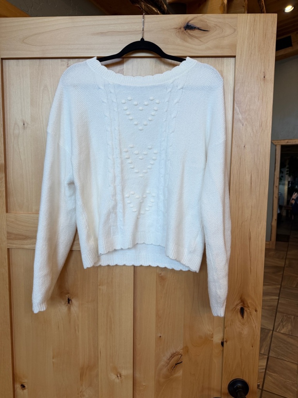 Old Navy SoSoft Crew-Neck Bobble Heart Sweater, Small Tall, Ivory